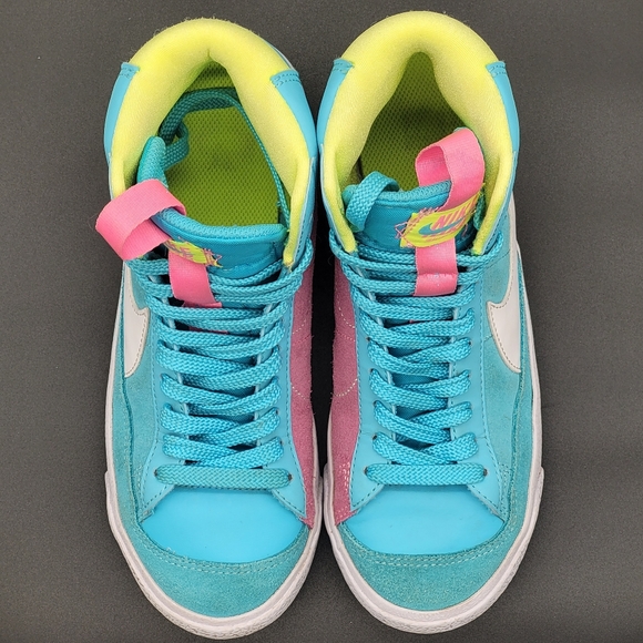 Nike Blazer Mid 77 GS 'Dance Baltic Blue Volt Pink' Youth Size 5 DQ6084-400 Used - Picture 2 of 12